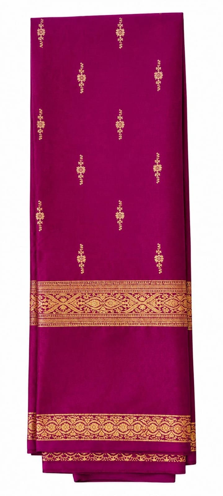 Fuchsia Purple Saree with Gold Brocade Pallu – actual product photo